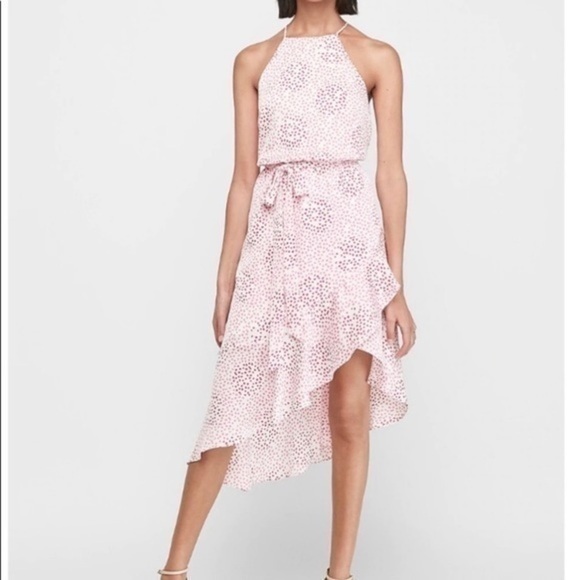 Dotted high neck, asymmetrical fit and flare dress​ - Picture 4 of 6